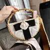 24c Lady Circle Yuvarlak Bowknot Camellia Düğün Akşam Partisi Debriyaj Çantası Altın Metal Donanım Matelasse Zincir CrossBody Omuz Kozmetik Makyaj Ruj Çantası 18cm