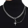 Modedesign hänge halsband mangxing cross hänge halsband för män med hög kvalitet och mångsidig dubbelskiktad kubansk kedja unik tröja kedja kvinnors jude