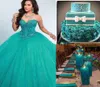 Luxury Crystal Pärlad grön bollklänning quinceanera klänningar maskerad prom söt 16 klädfest klänningar anpassade storlek5068650