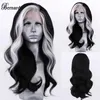 Synthetic Wigs Synthetic Wigs Bernardo Synthetic Wigs Black Long Wave Glueless Lace Front For Women With Baby Hair Heat Resistant Fiber Hair Daliy Wear 240328 240327