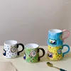 Muggar handmålad kaffekopp kreativ mugg handgjorda keramiska mjölk hushållsbeteckna vatten för kvinnlig vän lyxig gåva