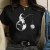 Damen-T-Shirt, Harajuku, lustiges 90er-Jahre-Mädchen-Mond-T-Shirt, Cartoon-Grafik, bedruckt, schwarzes Damen-T-Shirt, lässiges Damen-Shirt, Kawaii-T-Shirt, L2403