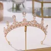 Tiaras Kristall Rosa Königin Prinzessin Tiaras und Kronen Braut Stirnband Frauen Mädchen Prom Party Diadem Hochzeit Haarschmuck Zubehör Y240319