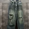 High Version Paris B Hidden Dyed Dirty Aristocratic Family Denim Pants, Men's and Women's Loose Fitting Os Jeans