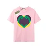 2024 färgglad kärlek halv ärm mode mångsidig fast färg trendig t-shirt sommar ny high street par topp