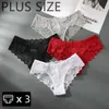 Mutandine da donna 1/3 pezzi Mutandine di pizzo sexy Donna Taglie forti Tinta unita Vita bassa Biancheria intima comoda da donna Mutanda di pizzo Breve biancheria intima femminile 240319