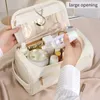 Bolsas de cosméticos de gran capacidad para mujer, bolso de cuero PU, multifuncional, portátil, artículos de tocador de viaje, almacenamiento impermeable para el cuidado de la piel