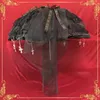 Paraplyer lyx lolita paraplypografi elegant för kvinnor bröllop spets lång handtag parasol blomma goth dekor solig ängel