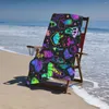 Toalha de praia com padrão de cogumelo, toalhas de piscina de microfibra super macias personalizadas Boho mágico