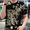 Homens camisetas Verão Homens de Manga Curta Pulôver Casual Personalidade Retro Padrão Confortável Tee Jacquard Hot Stamping Padrão Impressão Homens Tees J240319