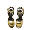 Designer High Heel Sandal Dress Shoes Ankle Strap Roman Studs Black Golden Naken Strip Strivets Womens Stiletto Block Heel 10cm Withbox 88