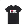 Women's T-Shirt Summer Couple T-shirts I Lover My Boyfriend Print Tops Short Sleeve Character PrintingC24319