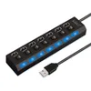 سرعة عالية 4/7 منافذ USB Hub 2.0 محول مستردة متعددة USB الفاصل عدة موسع مع مفتاح مصباح LED لجهاز الكمبيوتر المحمول للكمبيوتر الشخصي