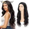 Synthetic Wigs Cosplay Wigs 28Inch Synthetic Wavy Ice Headband Wig For Women Afro Glueless Natural Color Black Wedding Party Daily BY YAKI BEAUTY 240329