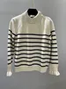 Early Spring New Striped Beaded Knitted Top