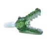 14 mm 18mm manliga fogskålar med krokodilhuvudblå grön glasskål för oljeriggar glas bongs vattenrör