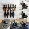 2024 New Luxury Mirrored Leather Slingback Pump Prom Dress Dance Black Shoe Man Designer Ysl High Heel Woman Sandal Slide Flip Flop Slipper Crocodile Slim High Heel