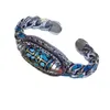 Bracelet HX Argent Personnalité Couleur Rétro Wirl Fleur Tourner Dzi Six Étape Mantra Transfert Bracelet Pour Femmes Bijoux De Mode 240319