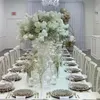 Home Decoration Clear Glass table center transparent Flower Vases Tall Glass Vases Wedding Centerpieces White Rose And Baby's Breath Artificial Flower Ball