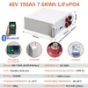 LiFePO4 48V 150AH Akkupack Bluetooth 51,2V 7,6KW Lithiumbatterie 6000+ Zyklen mit RS485/CAN-Bus für Solarwechselrichter KEINE STEUER