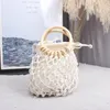 Totes Summer Böhmen Handväskor Simple Fashion Cotton Hollow Hand-Weave Round Circles Hantera handväska för kvinnor Liten hinkväska Tote