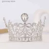 Diademi di lusso rotondo strass cristallo corona nuziale sposa diademi e corone regina diadema sposa corona accessori gioielli per capelli da sposa Y240319