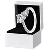 Nouvelle arrivée Double coeur mousseux anneau solide 925 argent femmes petite amie cadeau bijoux pour amoureux CZ diamant anneaux avec boîte d'origine Set5