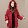 Trenchs de femmes manteaux à capuche sans lavage brillant visage coton manteau femmes à lacets mode lâche décontractée épaissir veste 2024 hiver femme