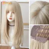 MEIFAN Synthetic Long Straight Lolita Wig with Bangs Wig Girl Cute Ombre Pink Blonde Black Cosplay Party Halloween Harajuku Wig 240305