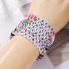 Set di bracciali dell'amicizia Boho Lettera nera Taylor Swiftie TS1989 Amante impavido Fascino in oro Fili di perline Appassionati di musica Elastico Morbido Argilla Gioielli da spiaggia Regali