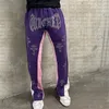 Kvinnors byxor Rhinestone Y2K Street Fashion Sports Retro Men's Straight Tube Sweatpants Byxor unisex