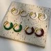 Hoopörhängen 2024 Multicolour Frosted Geometric Round for Women Party Fine Jewelry Minimalist Accessories Korean Japan Ins