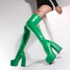 Boots 2023 Новые женские сапоги с толстыми женщинами и сексуальными в Соединенных Штатах Overtheknee Pu Кожаные эластичные женские ботинки