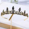 Tiara's bruiden kroon mode gouden hoofdband zwart kristal nobel temperament kroon bruiloft eenvoudige hoofdtooi Halloween vakantie dames Jood Y240319