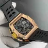 Роскошные мужские механические часы Richa Наручные часы для бизнеса и отдыха Rm11-03 Полностью автоматические механические часы-мельница Mei Gold Case Tape Male V2XQ