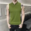 Mens Summer Sexy Vest Small High Collar Breathable Sports Fitness Bottom Undershirt Sexy Slim Fit Tight Sleeveless Top T-Shirt 240329