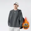 2024 New Men 's Loose and Trendy Sweatshirt 남자 헤비급 라운드 목 플러시 스웨트 셔츠 남자 긴 슬리브 재킷