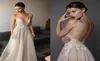 2020 New Ivory Berta Evening Dresses Deep V Neck Spaghetti Straps Embroidered Chiffon Backless Summer Illusion Long Prom Dresses 25678547