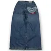 JNCO Streetwear Jeans a gamba larga Uomo Y2K Hip Hop Harajuku Aquila Ricamato Pantaloni in denim casual retrò Pantaloni larghi a vita alta 240318