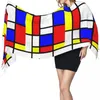 Foulards femme Piet Mondrian minimaliste De Stijl Art moderne femmes hiver doux chaud gland châle enveloppes mode écharpe polyvalente