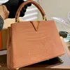 Krokodylowa torebka torebka oryginalne skórzane litery mody zdejmowany pasek Złote sprzętowe budynki torba na zakupy wiele kolorów 27 cm