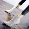 Boots Boots Women's Shoes Trend 2022 Heels Chelsea Ankle Booties Woman Silver Luxury Elegant Heeled Sexy Rhinestone Weddings Bridal