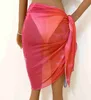 Kjolar skorts sarong kjol klänning för strand sommar spets bikini cover-ups gradient mesh wrap kjolar slips diy strandkläder simning täcker vita 240319