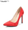 Dress Shoes High Heels Pumps Women 2019 Night Club Fashionable Sexy Hundred with Shallow Mouth Wedding Red Large-sized H240325