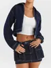 Giacche da donna Moda Donna Giacca di jeans Manica lunga Colletto rovesciato Chiusura con cerniera Autunno Streetwear con tasche S-XL