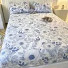 Cotton Fitted Sheet Printing Bed Cover Four Corners With Elastic Band Mattress Twin Full Queen King 240306