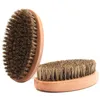 Brosse à poils ondulés, peigne à cheveux et à barbe, grand manche en bois incurvé, brosse à cheveux antistatique, outils de coiffure