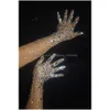 Gants de mariée Luxueux Stretch Strass Sparkly Crystal Embelli Mesh Femmes Longue Discothèque Party Dance Stage Show Mariage Acc Dhdhj