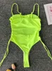 Maillots de bain pour femmes 2024 Neon Green Abdominal Cut Maillot de bain une pièce Maillot de bain Femme String Monokini Maillot de bain coupe haute J240319