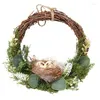 Party Decoration Easter Wreath Artificial Eucalyptus Leaf and Small Bird Nest Door Hanging For Birthday Wedding Decor